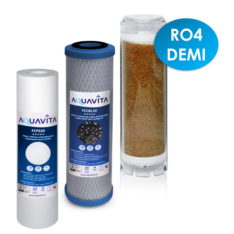 Komplet wkładów do filtra RO4 DEMI MB20 | MojaWoda.com Komplet wkładów do filtra RO4 DEMI MB20 | MojaWoda.com