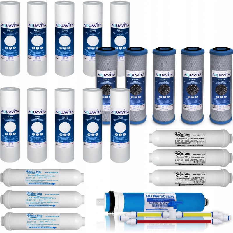 AQUAVITA WATER FILTER OSMOSIS CARTRIDGES LARGE SET AQUAVITA WATER FILTER OSMOSIS CARTRIDGES LARGE SET