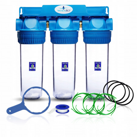 3-stage inline water filter for the whole house 1''
