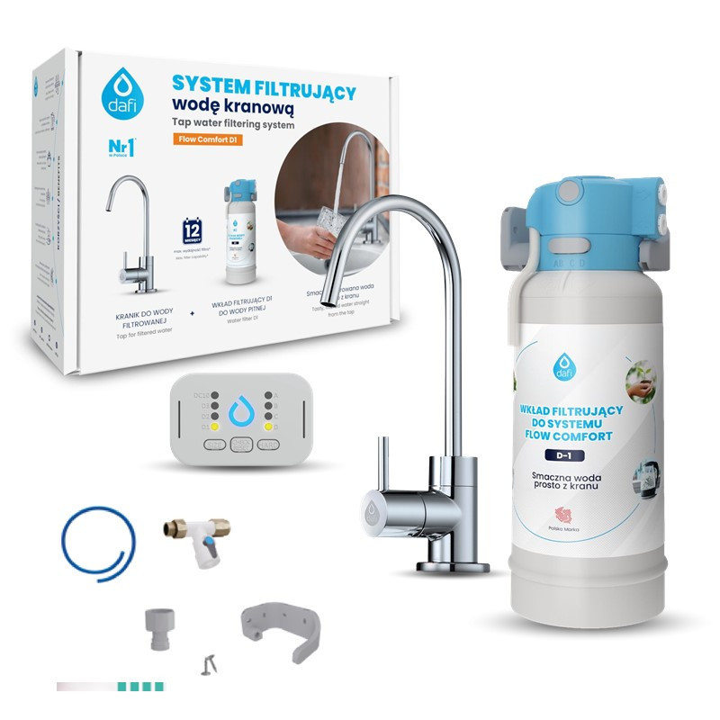 DAFI FLOW COMFORT water flow filter + chrome faucet | MojaWoda.com