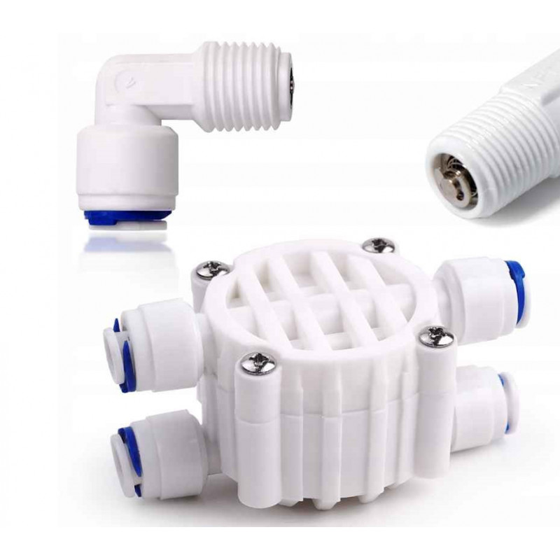 Four-way shut-off valve for RO filter