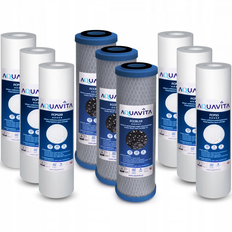 AQUAVITA WATER FILTER OSMOSIS CARTRIDGES SET OF 9 PIECES SEMI-ANNUAL