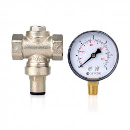 Pressure Reducer 3/4" with Manometer BRASS | MojaWoda.com