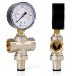 Pressure Reducer 3/4" with Manometer BRASS | MojaWoda.com