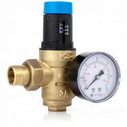 Pressure Reducer 3/4" with Filter Manometer Scale BRASS | MojaWoda.com