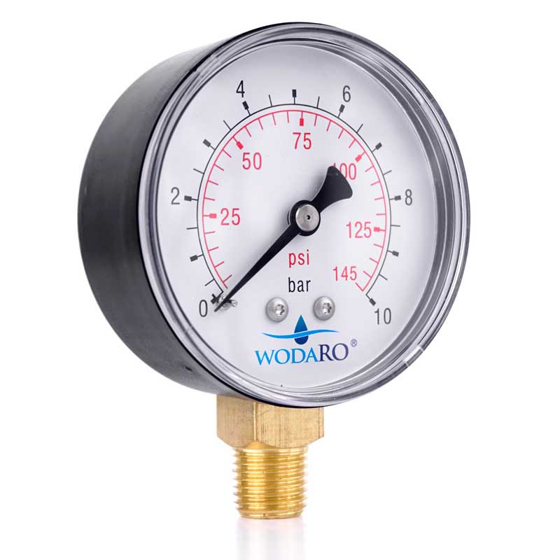 Стабільний манометр для води WodaRO з боковою різьбою 1/4" | MojaWoda.com