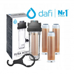 DAFI Water Filter Flow Softener 1" + 3 pcs Water Softening Cartridge