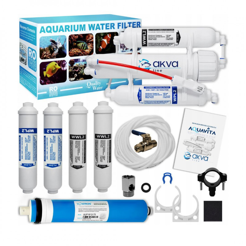 AQUARIUM REVERSE OSMOSIS WATER FILTER 75GPD + REPLACEMENT