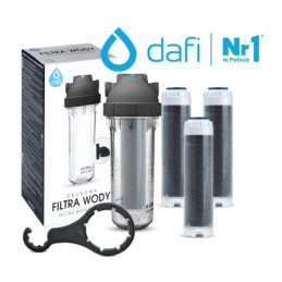 DAFI Water Filter Flow Housing Body 1" + 3 Carbon Inserts