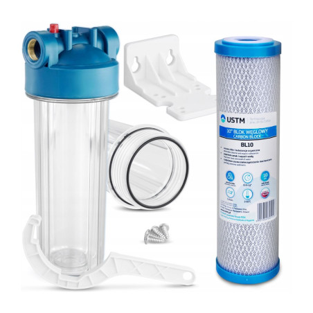 3/4" Whole House Flow Water Filter + Carbon Block Cartridge USTM