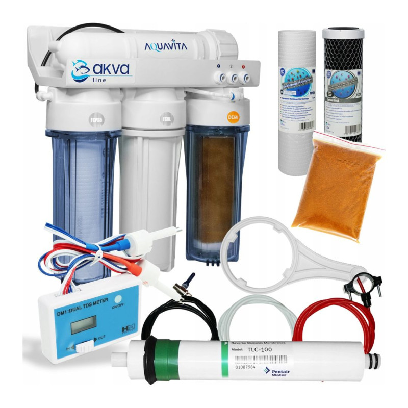 FILTR VODY AKVARISTIKA RO4 DEMI MĚŘIČ TDS +ZÁSOBY