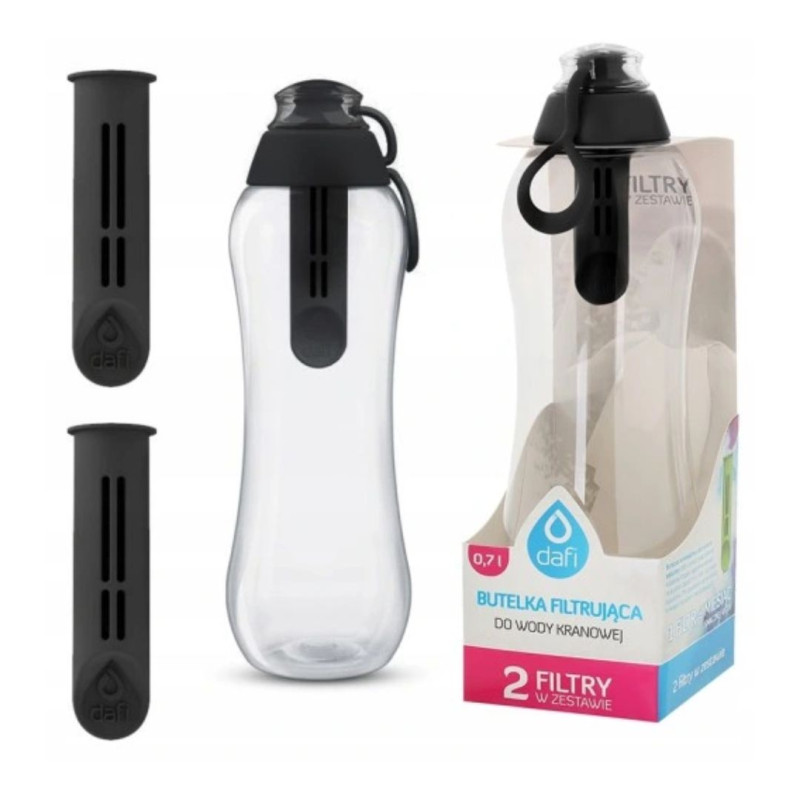 Black DAFI Filtering Bottle 07L 2 FILTER CARTRIDGES Drinking Water Bottle