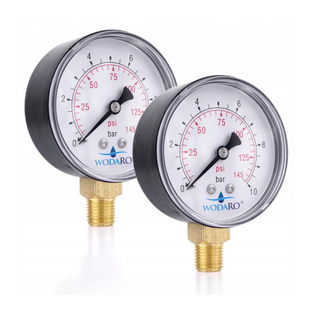 STABILNÍ manometr WODARO tlakoměr do 10 BAR boční závit 1/4" 2ks.