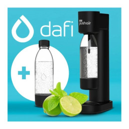 DAFI PushAir Sparkling Water Maker Black + CO2 Cartridge + 2 x 0.7 L Bottle