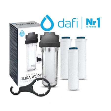 DAFI Filtr vody průtokový, obal, korpus 1" + mechanický vložka 3 ks.