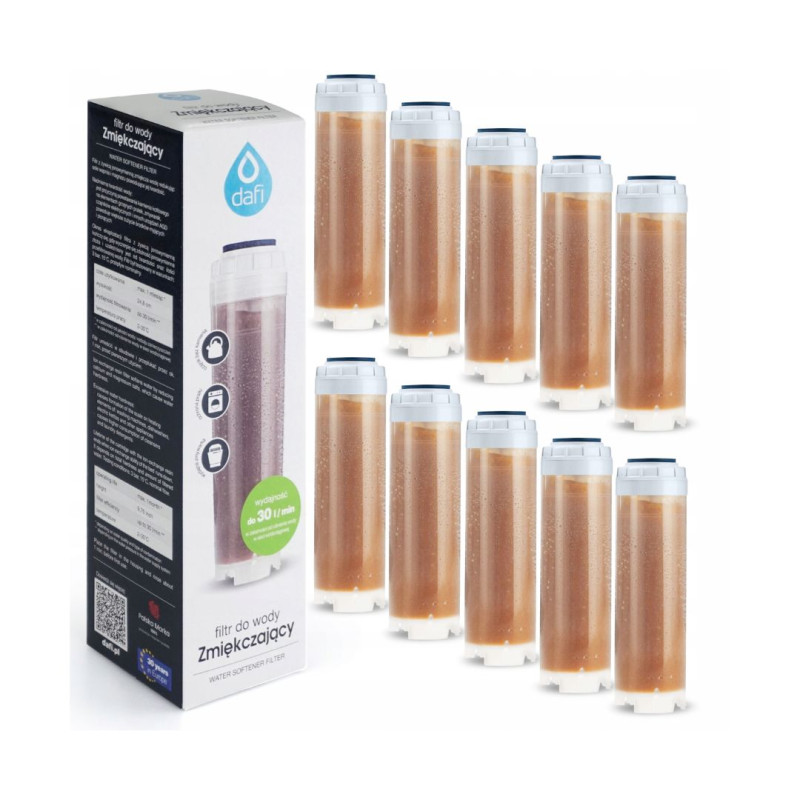 10x Фільтр води DAFI Проточний картридж з смолою для пом'якшення води на весь будинок 10"