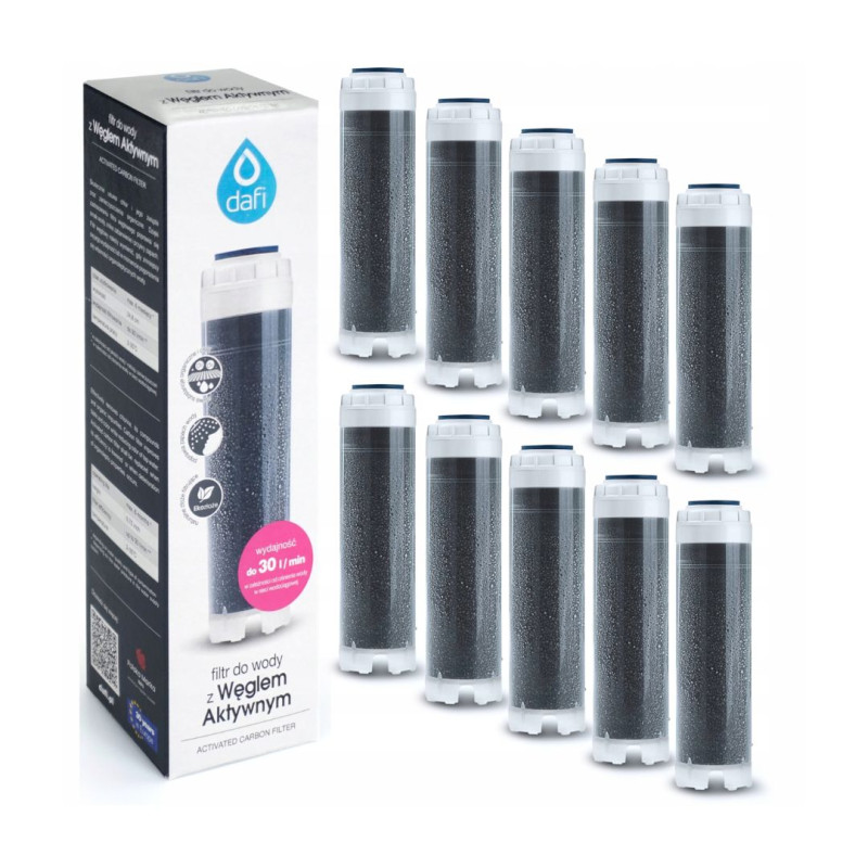 10x Картридж вугільний DAFI Проточний Фільтр Блок з активованим вугіллям 10" ЗАПАС