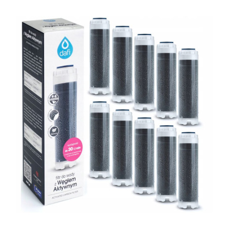10x DAFI Carbon Cartridge Flow Filter Block with Activated Carbon 10" REPLACEMENT