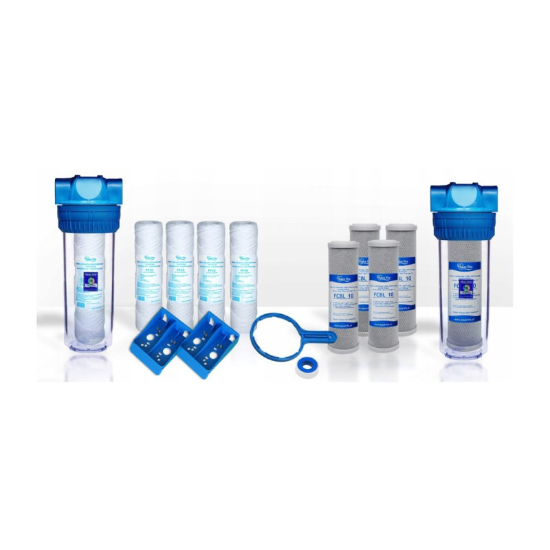 2 x KORPUS NARUROWÝ 3/4 FILTR VODY + 10 NÁPLNÍ !