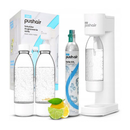 DAFI PushAir Carbonated Water Maker White CO2 Cartridge + 2x 0.7 L Bottle