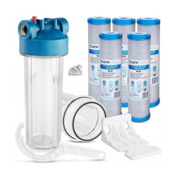 1" Whole House Flow Water Filter + 5x BL10 USTM Carbon Block Cartridge