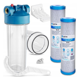1" Whole House Flow Water Filter + 2x BL10 USTM Carbon Block Cartridge