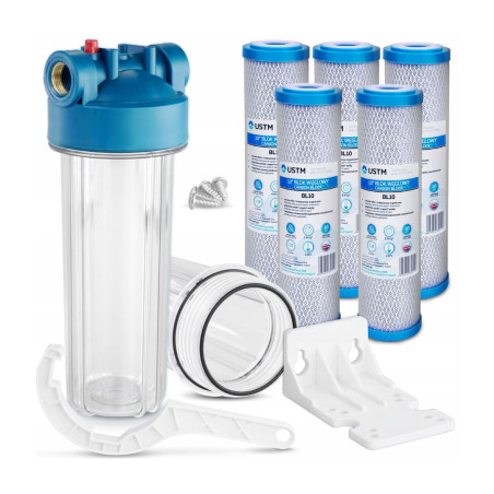 Whole House 3/4" Flow Water Filter + 5 x Carbon Block Cartridge USTM