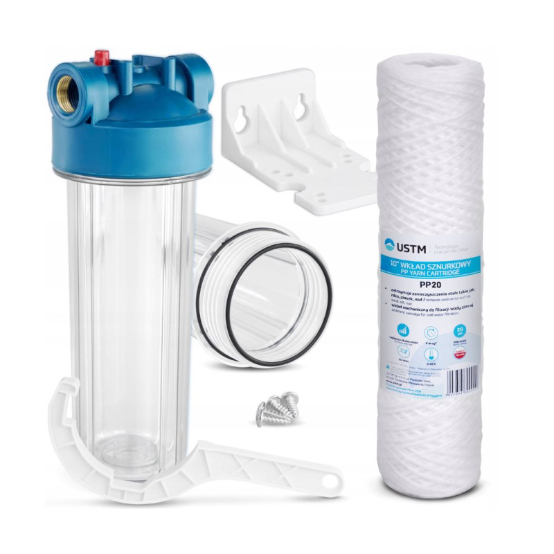 Filtr Wody Przepływowy 3/4" Cały Dom Wkład Mechaniczny Sznurkowy PP20 USTM Filtr Wody Przepływowy 3/4" Cały Dom Wkład Mechaniczny Sznurkowy PP20 USTM