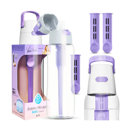 Fľaša s filtrom DAFI SOLID 0,7L Fialová + 3ks. Filter do fľaše