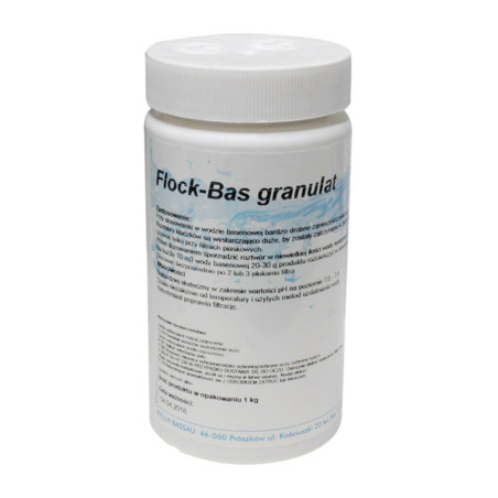 FLOCK-BAS GRANULÁT KOAGULÁCIA CHEMICKÁ CHEMIA PRE BAZÉNY 1 kg Prostriedok na odstránenie zakalenia