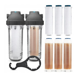 DAFI Фільтр Води 2-ступеневий Пом'якшувач Потоку для Всього Будинку 1" + Картриджі