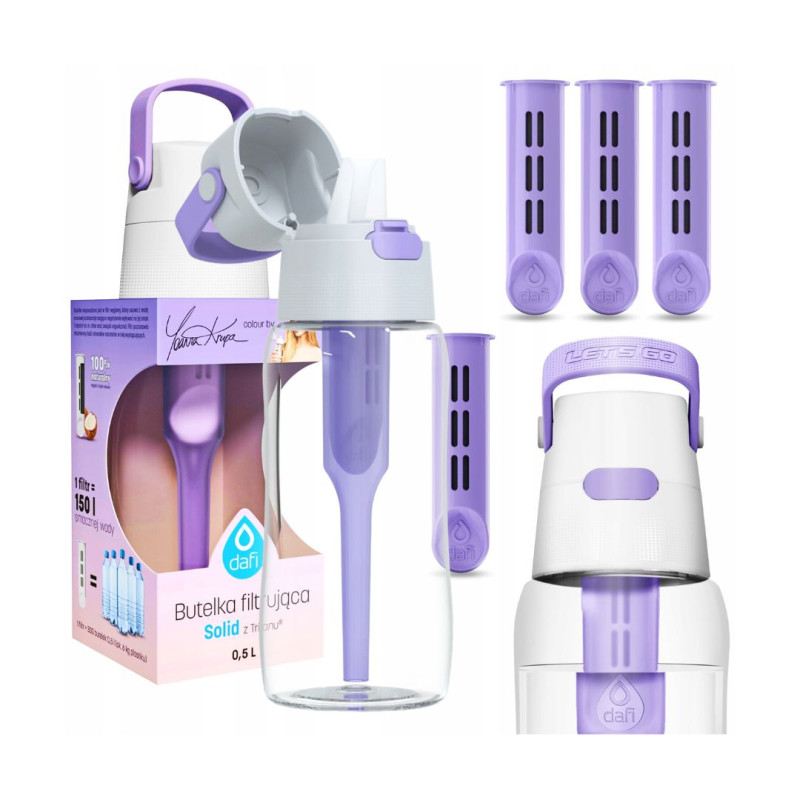 DAFI SOLID 0.5L Bottle with Filter Lavender Water Bottle 4 FILTERS FOR BOTTLE DAFI SOLID 0.5L Bottle with Filter Lavender Water Bottle 4 FILTERS FOR BOTTLE
