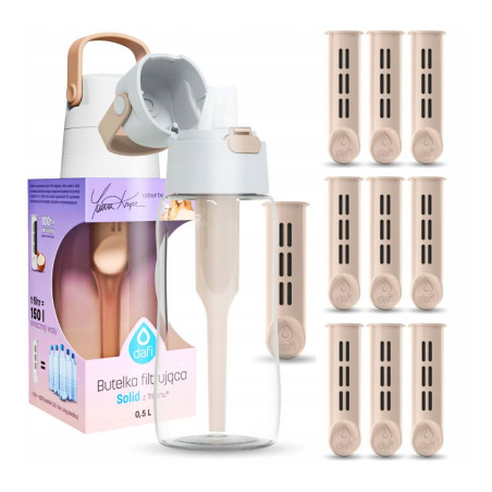 Filtrační láhev DAFI SOLID 0,5L Cappuccino, vodní láhev 9 NÁHRADNÍCH FILTRŮ