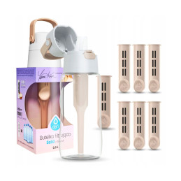 DAFI SOLID 0.5L Water Filter Bottle Cappuccino - BOTTLE + 7 FILTER CARTRIDGES