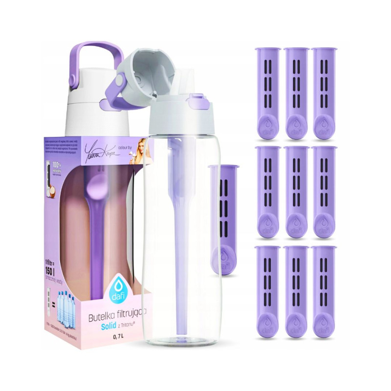 Filtrační láhev DAFI SOLID 0,7L Fialová + 9 NÁHRADNÍCH FILTRŮ DO LAHVE