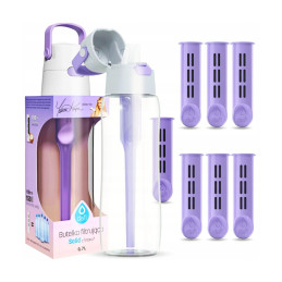 DAFI SOLID Filtering Bottle 0.7L Lavender + 6 REPLACEMENT FILTERS