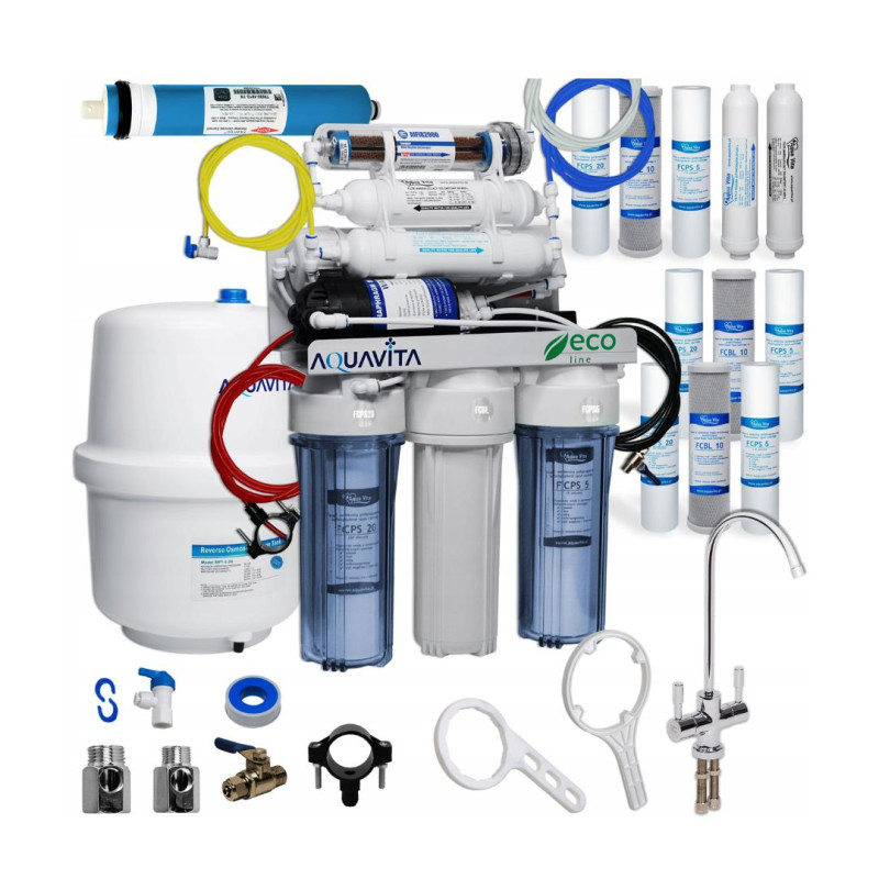 Odvrácená Osmóza RO7 Filtr Vody AQUA VITA AIFIR2000 Čerpadlo + Náhradní Kartuše