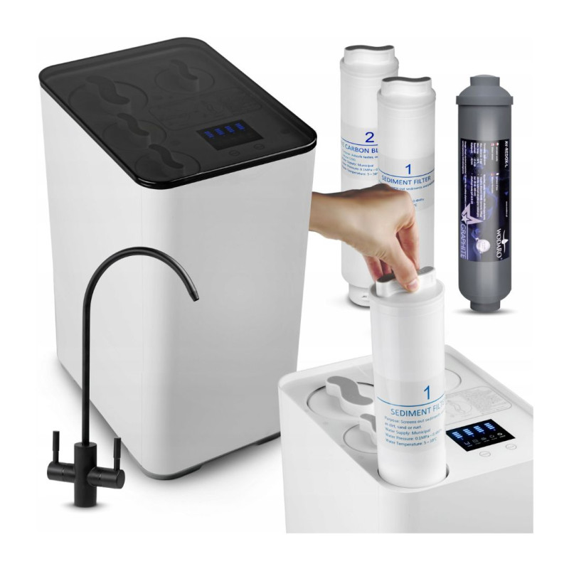 RO600 vysokoefektívny filter vody, reverzná osmóza, ionizátor Redox, čierny kohútik