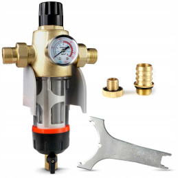 Filtr vody síťový s reduktorem tlaku manometrem 3/4 / 1 ″ | MojaWoda.com
