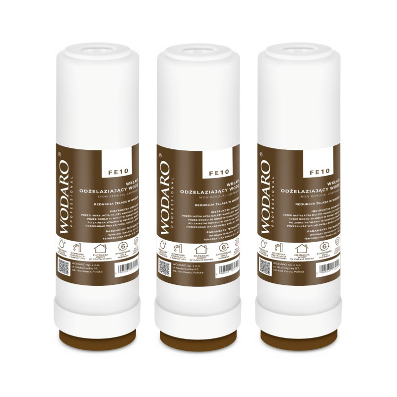 FE10 Iron Removal Water Filter Cartridge 10" WaterRO 3pcs.