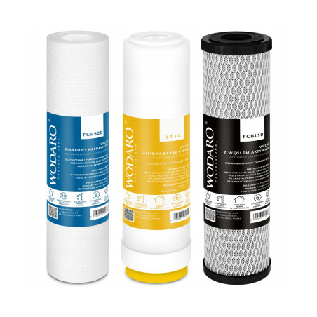 Whole House Water Filter Cartridge Set 3-STAGE Water Softener WodaRO 10"