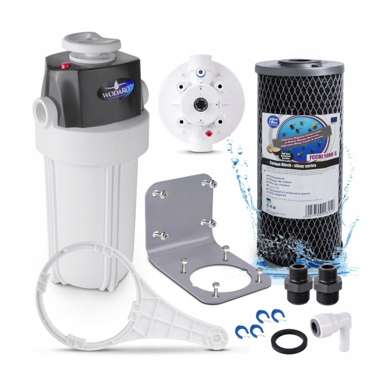 Whole House Water Filter System with Bypass 10" + Carbon Cartridge FCCBL10BB-S