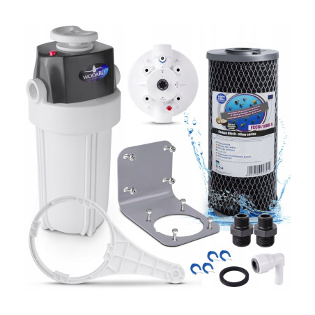 Whole House Water Filter System with Bypass 10" + Carbon Cartridge FCCBL10BB-S