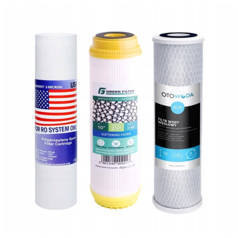 Water Filter Set for FP3-K1 Replacement Cartridges Complete 10" Filters