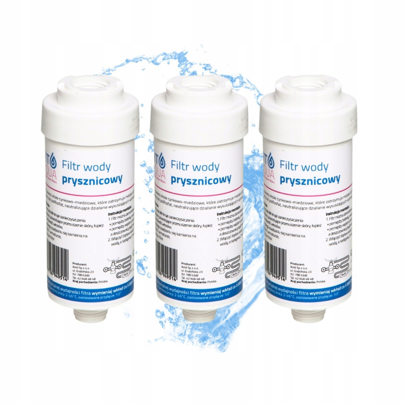 3x Filtr Prysznicowy FITAQUA AWF-SWR-P KDF Wkład Usuwa Chlor Kamień Skóra 3x Filtr Prysznicowy FITAQUA AWF-SWR-P KDF Wkład Usuwa Chlor Kamień Skóra