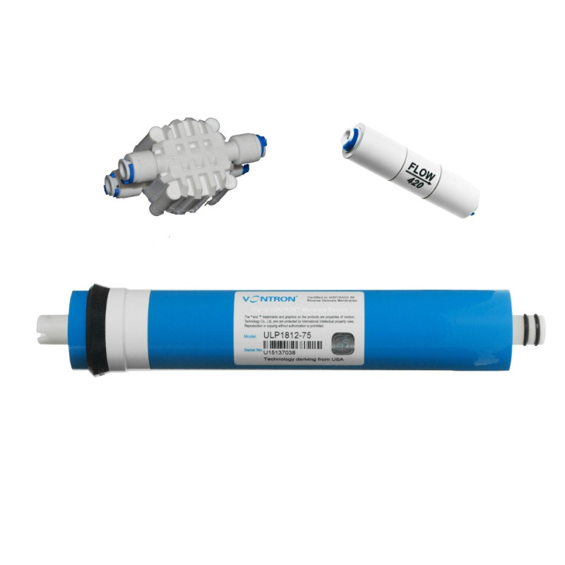 MEMBRANA OSMOTYCZNA VONTRON 75 GPD ZESTAW KOMPLET ZAWÓR CZTERODROŻNY + FLOW MEMBRANA OSMOTYCZNA VONTRON 75 GPD ZESTAW KOMPLET ZAWÓR CZTERODROŻNY + FLOW