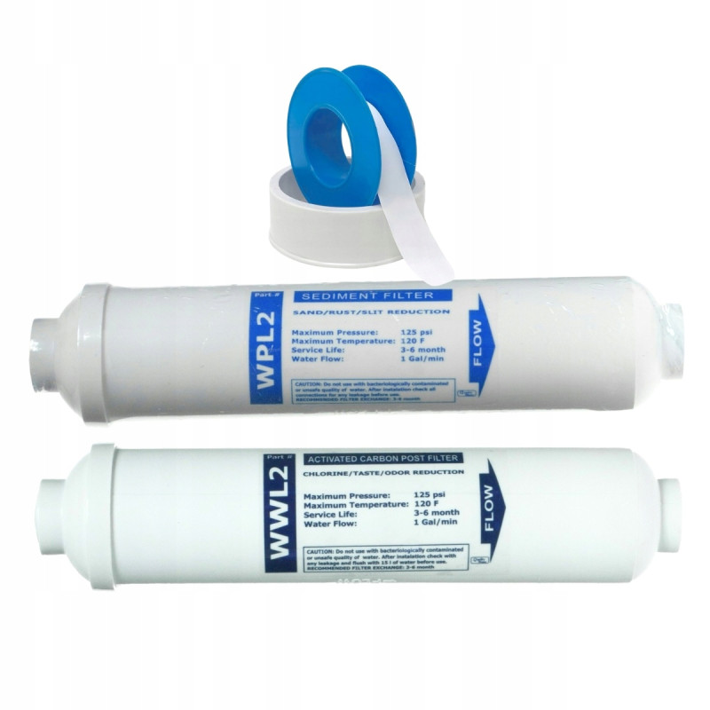 WPL2 WWL2 FILTER SET + TEFLON TAPE FOR RO3 REVERSE OSMOSIS FILTER WPL2 WWL2 FILTER SET + TEFLON TAPE FOR RO3 REVERSE OSMOSIS FILTER