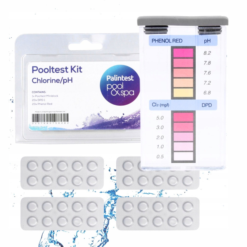 Tester Tabletkowy pH Chlor 40 TESTÓW do Basenu Pomiar Miernik Chloru Odczyn Tester Tabletkowy pH Chlor 40 TESTÓW do Basenu Pomiar Miernik Chloru Odczyn