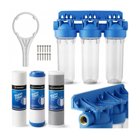 Water Filter Preliminary BODY HOUSING 1'' GW 3-STAGE + Cartridges SET