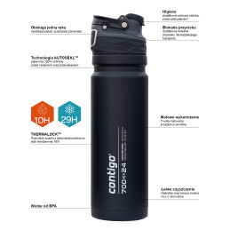 Kubek termiczny z ustnikiem Contigo Free Flow 700 ml – Czarny